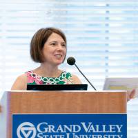 The Provost presents her remarks during the meeting